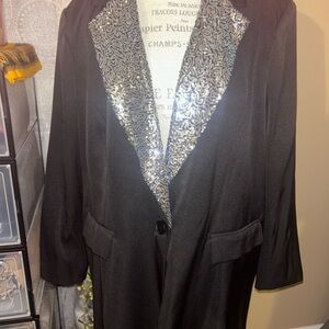 BloomChic Black Blazer with Silver Sequin Lapel